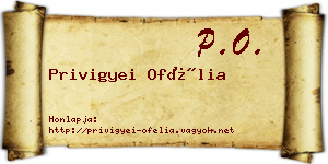 Privigyei Ofélia névjegykártya